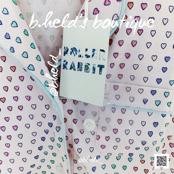 Roller Rabbit Disco Hearts Polo Pajamas in Lilac Size Small S Brand New NWT - Picture 5 of 14